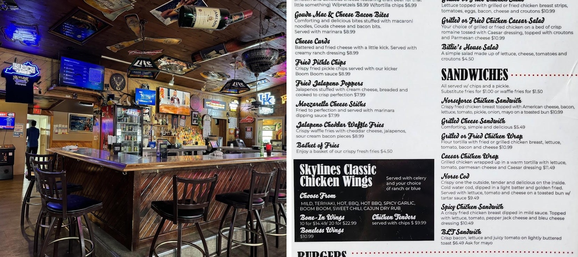 Skyline Tavern Menu
